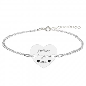 Bratara argint inimioara 16 mm - personalizata cu text